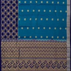 Blue Handloom Soft Silk Saree With Annam Buttas