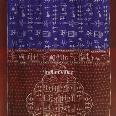 Blue Village Tribal Theme Contemporary Odisha Handloom Silk Saree