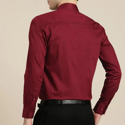 Plain Cotton Blend Solid Shirts (Maroon)