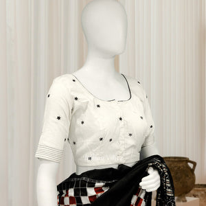 White Star Motif Odisha Ikat Sambalpuri Cotton Blouse
