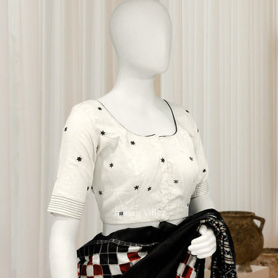 White Star Motif Odisha Ikat Sambalpuri Cotton Blouse