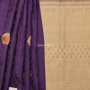 Purple Without Border Pure Kanjivaram Silk Saree