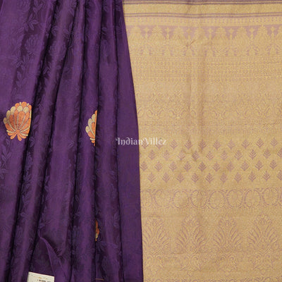 Purple Without Border Pure Kanjivaram Silk Saree