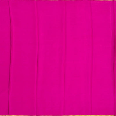 Turquoise Mysore Crepe Silk Saree With Coin Buttas & Pink Border