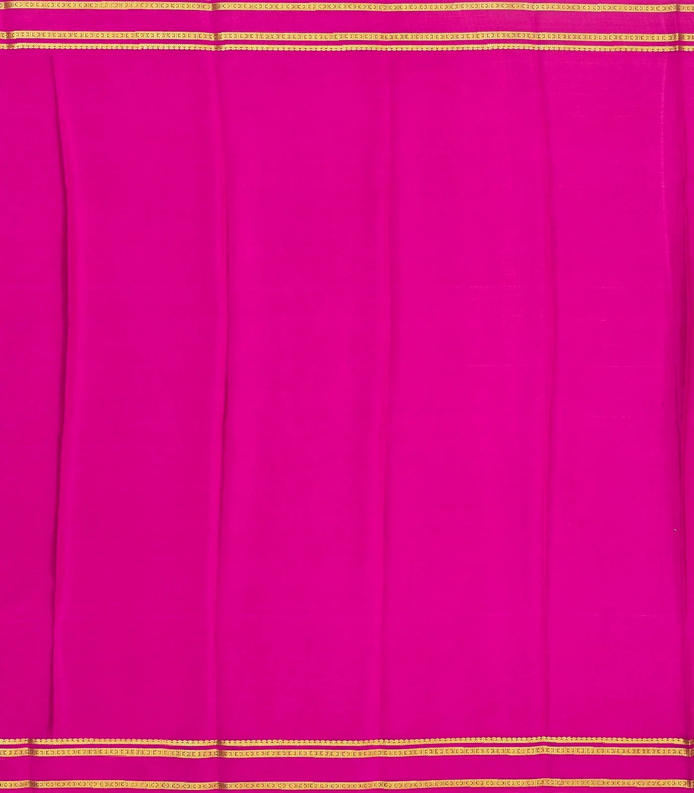 Turquoise Mysore Crepe Silk Saree With Coin Buttas & Pink Border