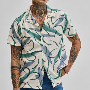 Cream Abstract Box Fit Shirt