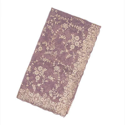 Lilac Woven Supernet Saree With Embroidered Floral Motifs