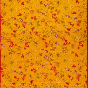 Mustard Woven Digital Printed Crepe Silk Saree With Floral Motifs