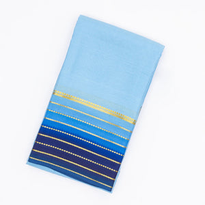 Sky Blue Mysore Plain Crepe Silk Saree With Blue Border