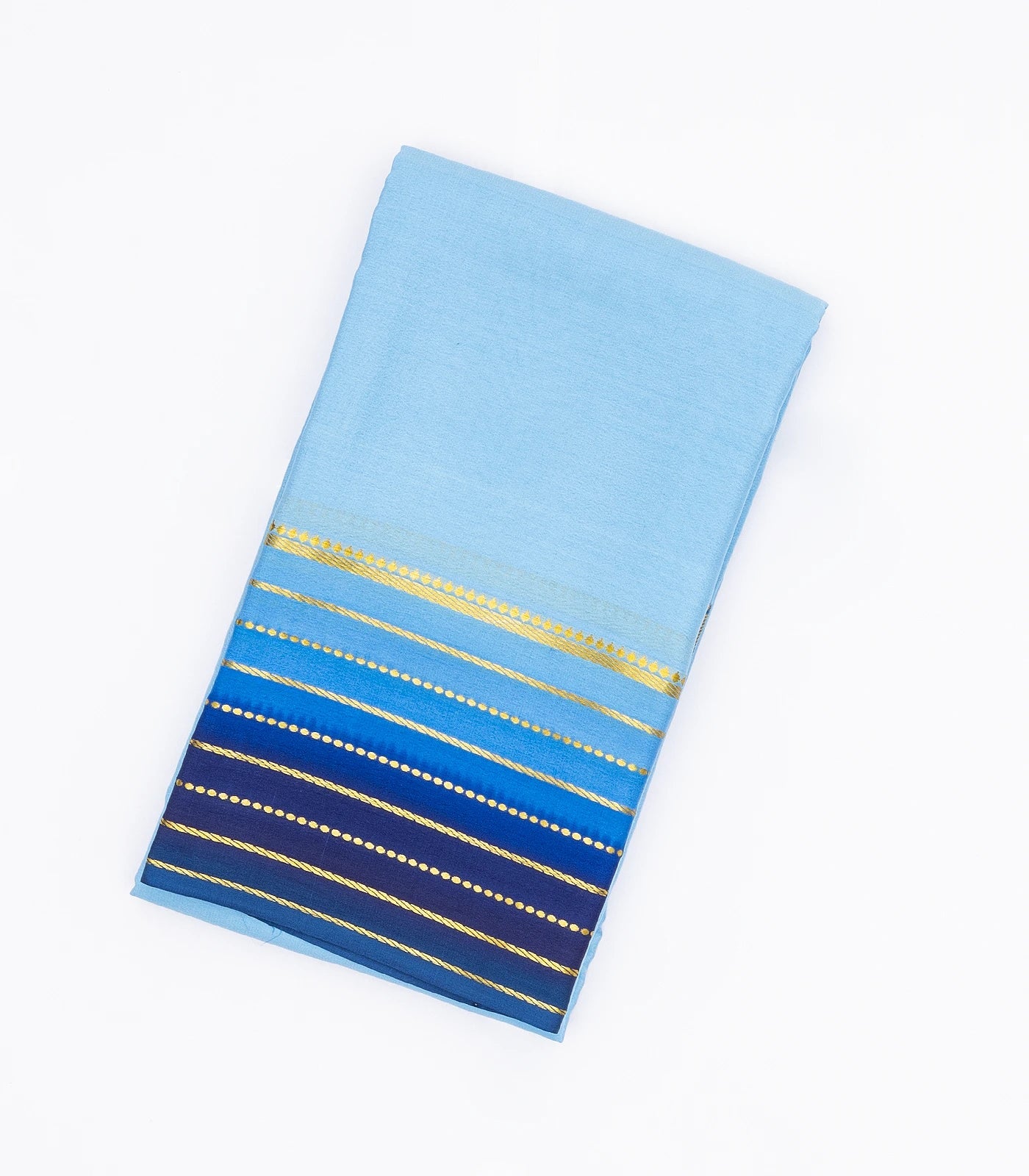 Sky Blue Mysore Plain Crepe Silk Saree With Blue Border