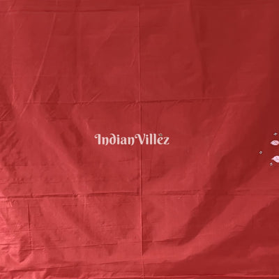 Maroon Maa Laxmi Hand-Painted Pattachitra Saree