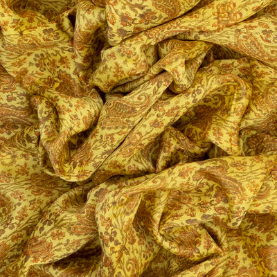 Mustard Handloom Chanderi Cotton Saree Printed With Floral Motifs