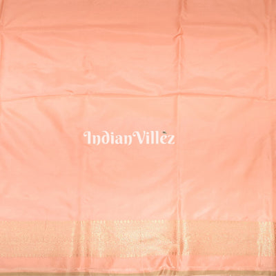Baby Pink Floral Banarasi Katan Silk Saree