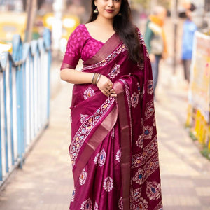 Soft Silk Batik Print Saree