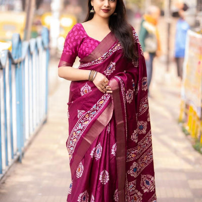 Soft Silk Batik Print Saree