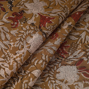 Brown - Ajrakh Dabu Bagru Block Print Chanderi Silk Fabric 09