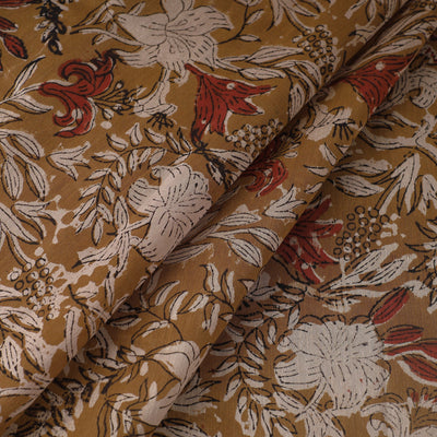 Brown - Ajrakh Dabu Bagru Block Print Chanderi Silk Fabric 09