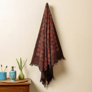 Brown - Block Print Cotton Ajrakh Handloom Towel