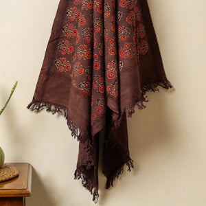 Brown - Block Print Cotton Ajrakh Handloom Towel