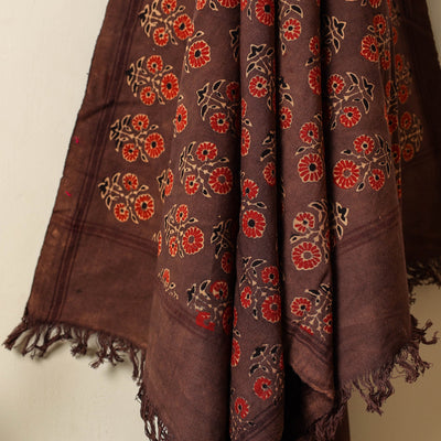 Brown - Block Print Cotton Ajrakh Handloom Towel