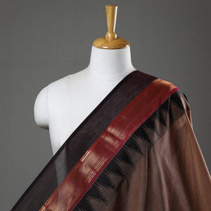 Brown - Kanchipuram Cotton Fabric with Zari Border 02