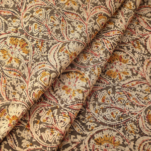 Brown - Kalamkari Block Printed Natural Dyed Cotton Fabric