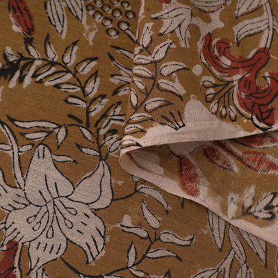 Brown - Ajrakh Dabu Bagru Block Print Chanderi Silk Fabric 09