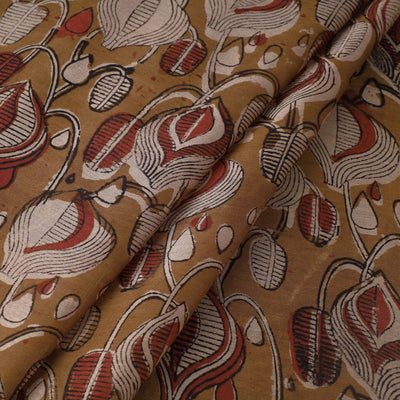Brown - Ajrakh Dabu Bagru Block Print Chanderi Silk Fabric 10