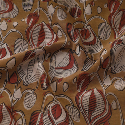 Brown - Ajrakh Dabu Bagru Block Print Chanderi Silk Fabric 10