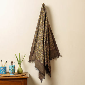 Brown - Block Print Cotton Ajrakh Handloom Towel