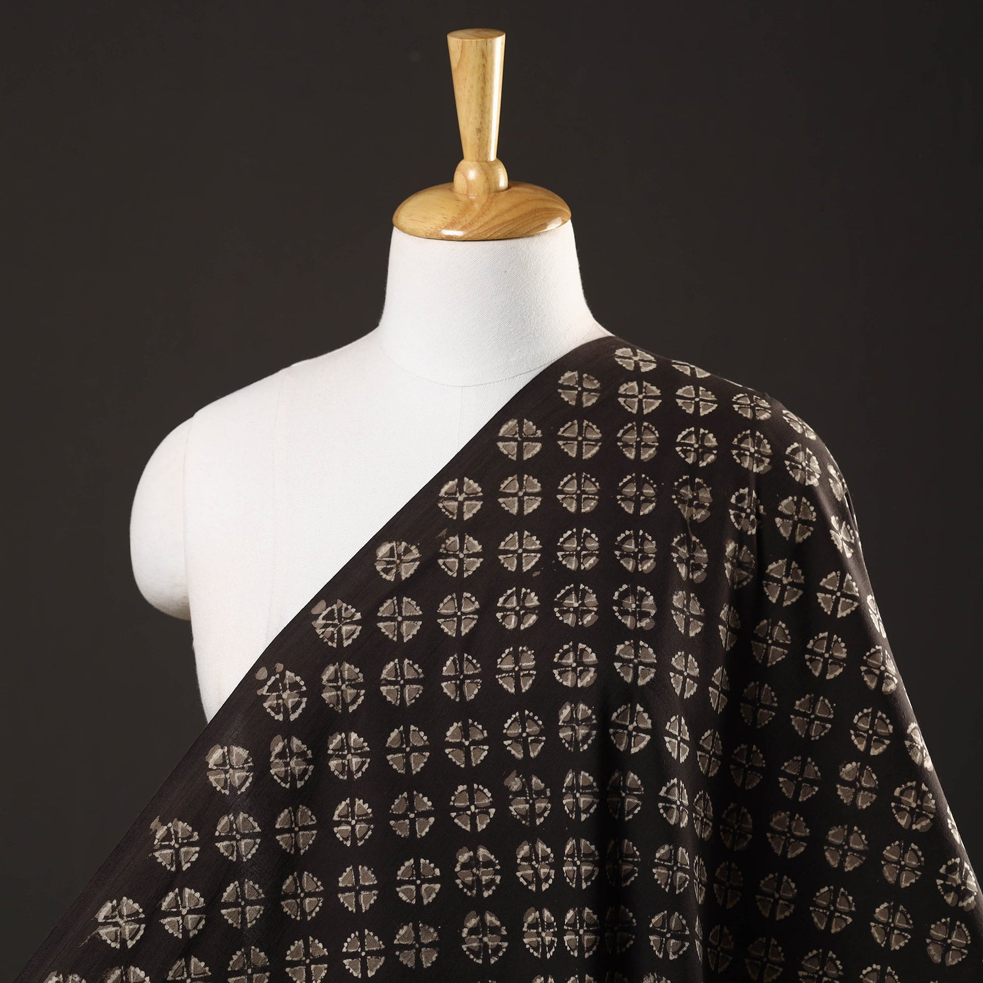 Brown - Pipad Block Printed Cotton Fabric
