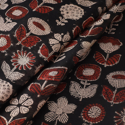 Black - Ajrakh Dabu Bagru Block Print Chanderi Silk Fabric 11