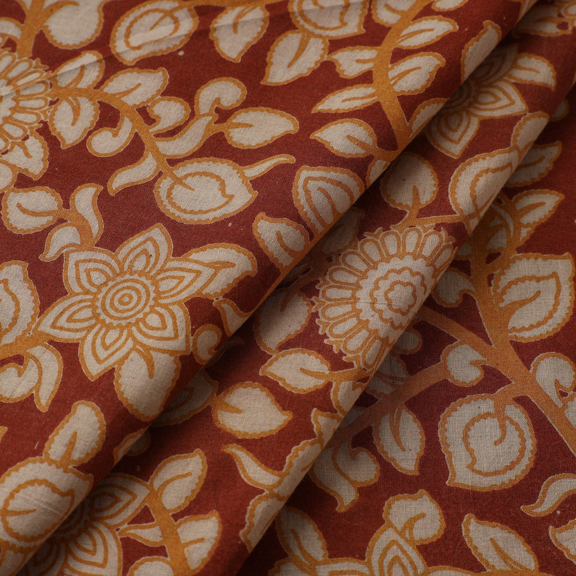 Brown - Cotton Kalamkari Print Fabric 28