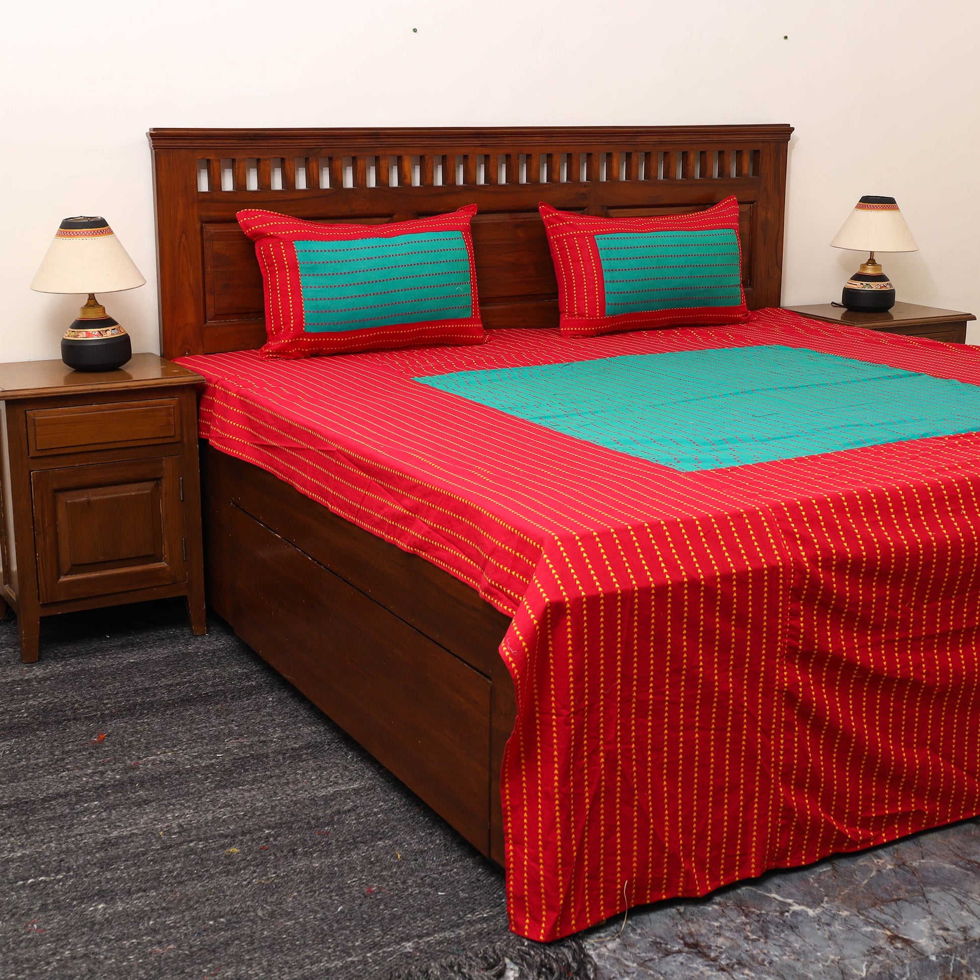 Patchwork Cotton Double Jacquard Bedsheet Set 17