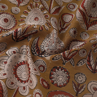 Brown - Ajrakh Dabu Bagru Block Print Chanderi Silk Fabric 12