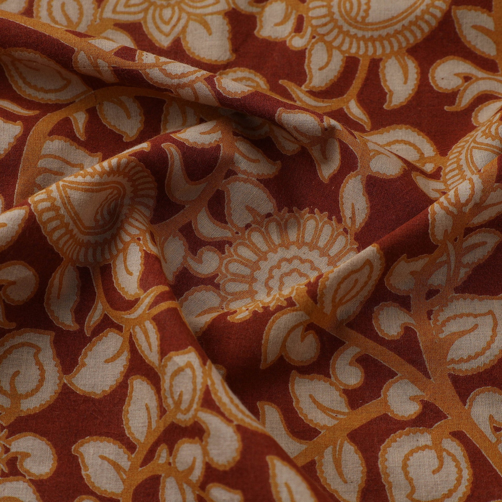 Brown - Cotton Kalamkari Print Fabric 28