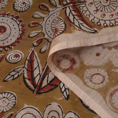 Brown - Ajrakh Dabu Bagru Block Print Chanderi Silk Fabric 12