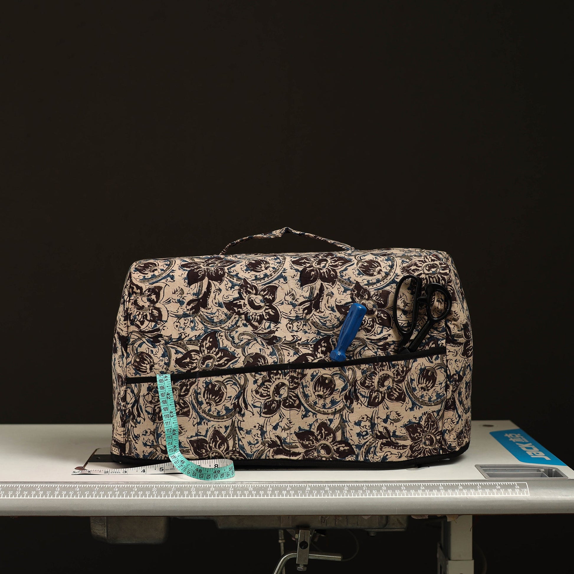 Beige - Handcrafted Cotton Sewing Machine Cover 03