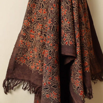 Brown - Block Print Cotton Ajrakh Handloom Towel