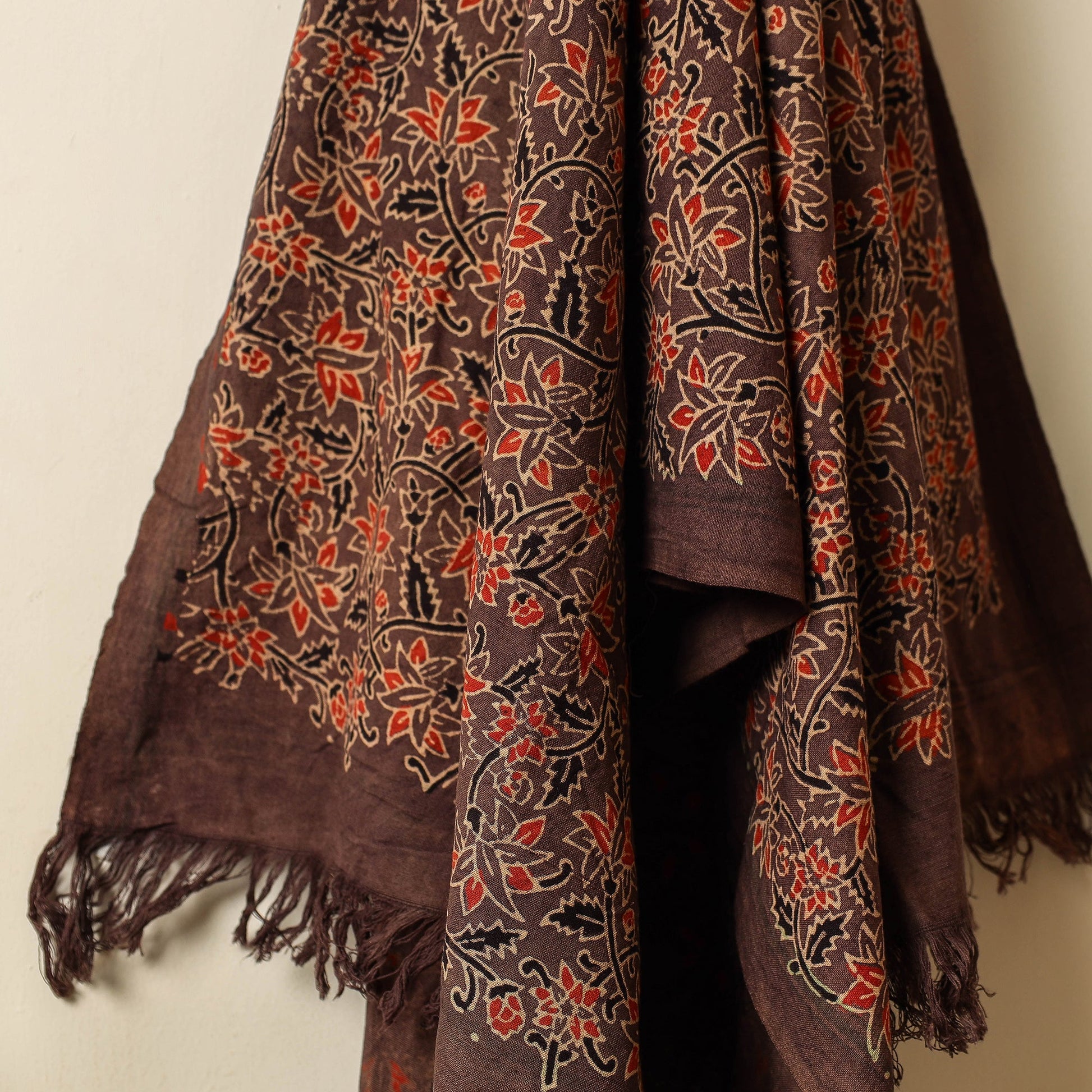 Brown - Block Print Cotton Ajrakh Handloom Towel