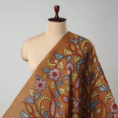 Brown - Bangalore Silk Srikalahasti Pen Kalamkari Fabric 10