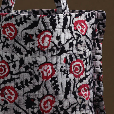 Black - Handcrafted Cotton Frill Jhola Bag 16