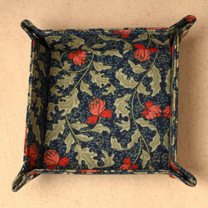 Blue - Floral Printed Handcrafted Basket / Valet Tray (6 x 6 in) 34