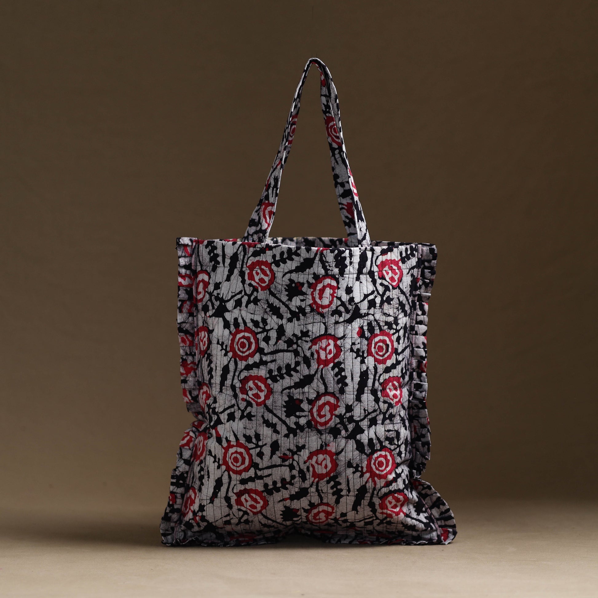 Black - Handcrafted Cotton Frill Jhola Bag 16