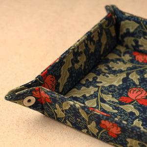 Blue - Floral Printed Handcrafted Basket / Valet Tray (6 x 6 in) 34