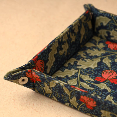Blue - Floral Printed Handcrafted Basket / Valet Tray (6 x 6 in) 34