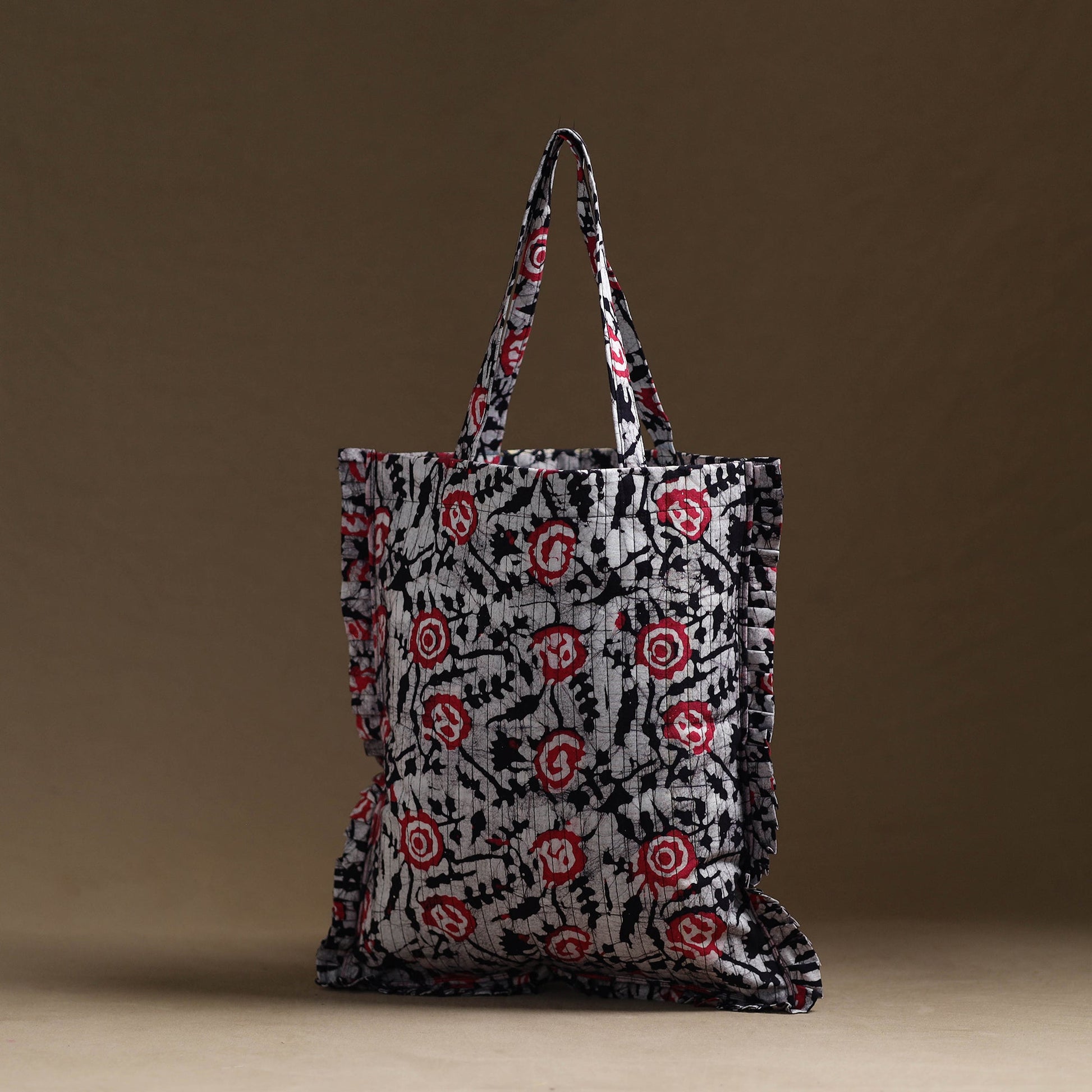 Black - Handcrafted Cotton Frill Jhola Bag 16