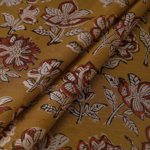 Brown - Ajrakh Dabu Bagru Block Print Chanderi Silk Fabric 14