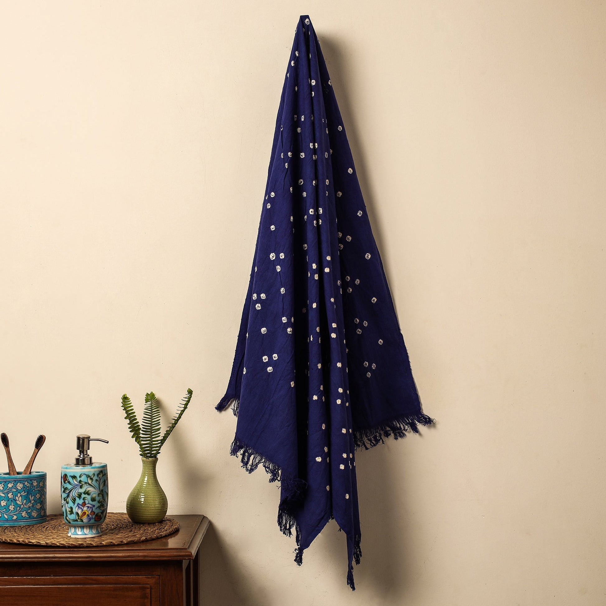 Blue - Bandhani Tie-Dye Handloom Cotton Towel