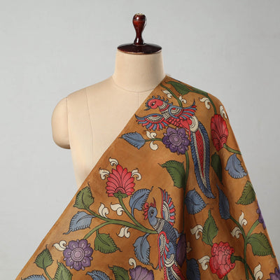 Brown - Bangalore Silk Srikalahasti Pen Kalamkari Fabric 03